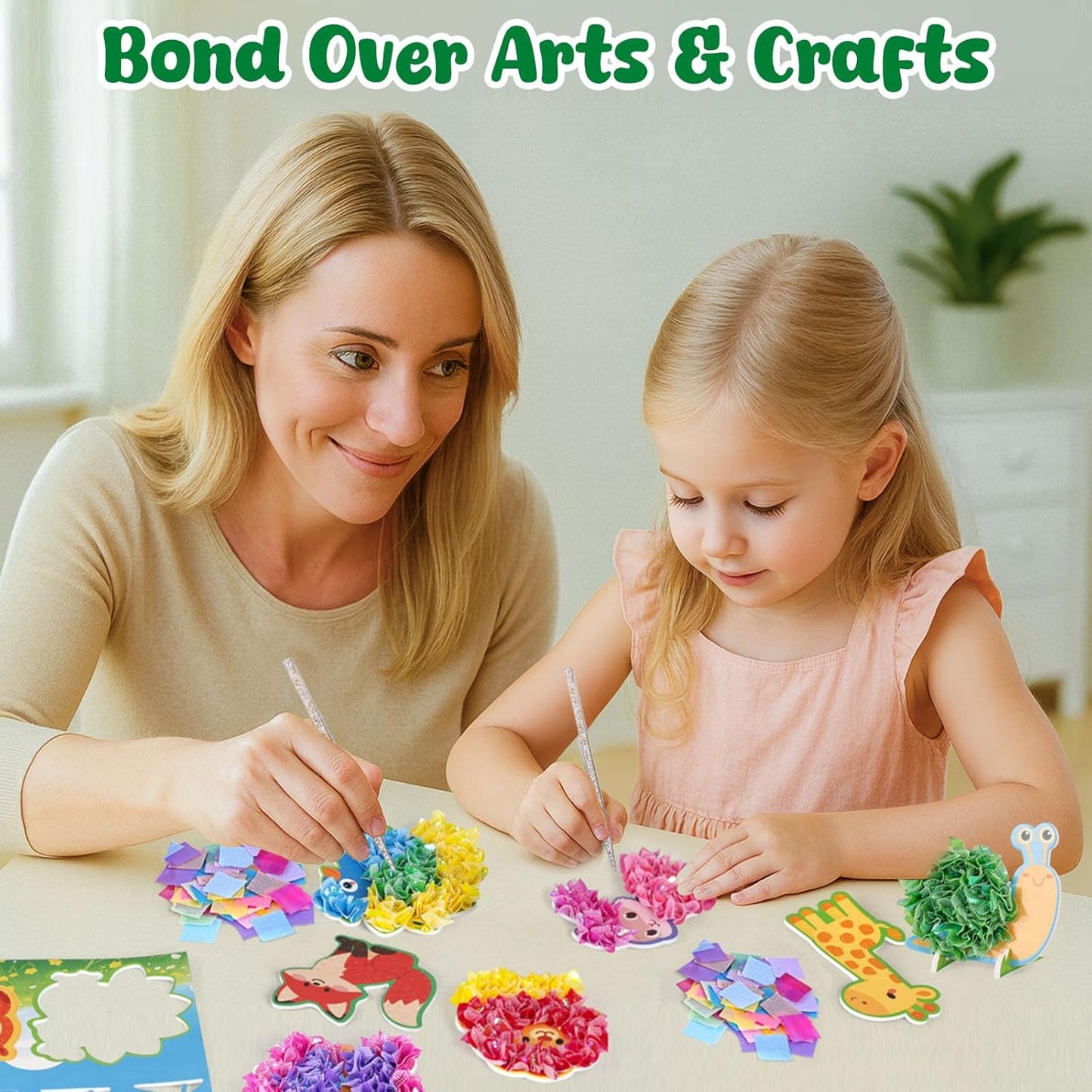 3 otters Poke in Art Kits, Kids Art Set Animal DIY Crafts Toys for Girl Birthday Gifts Party Favors Goodie Bag Stuffers Classroom Prizes