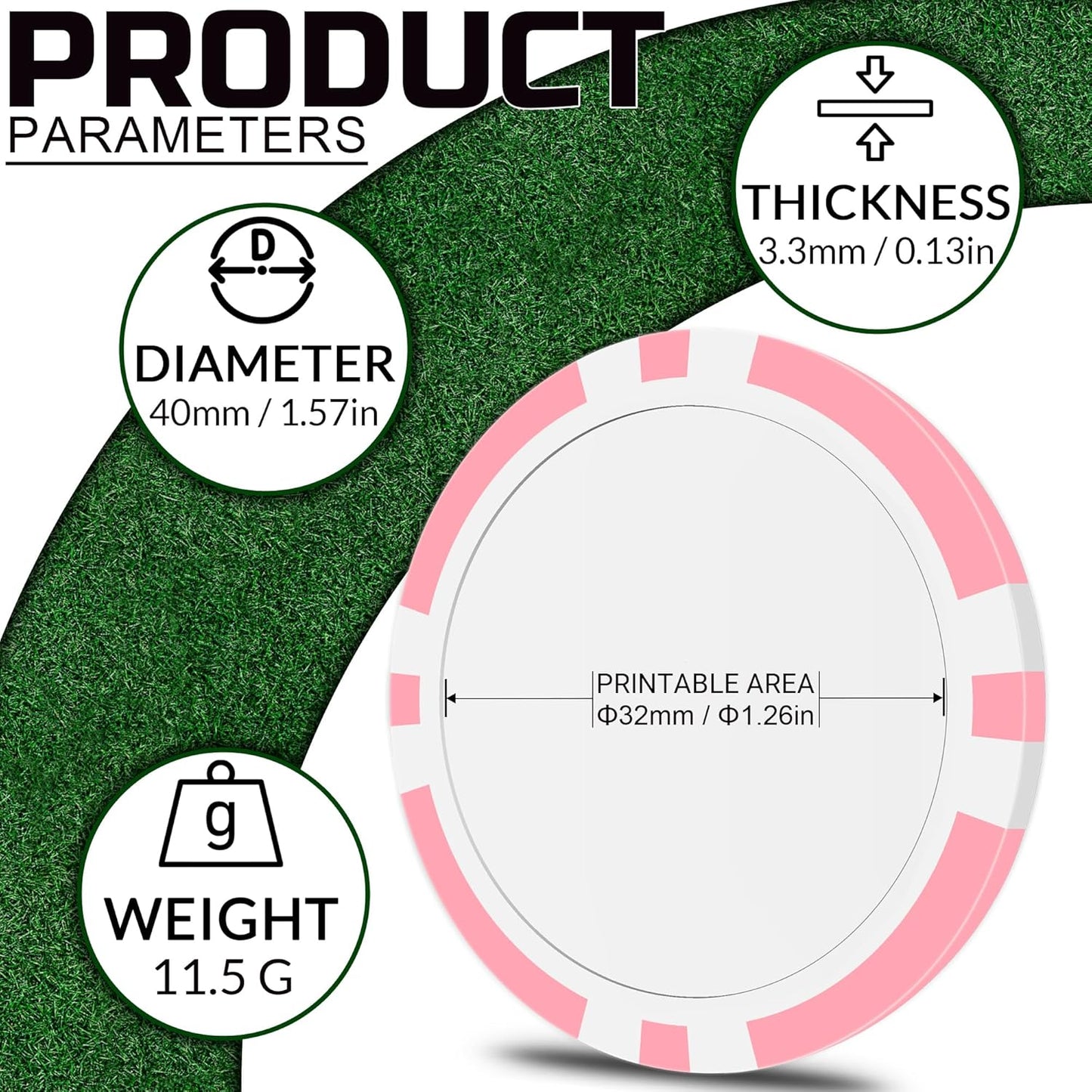 50 Custom Poker Chips, Personalized with Your own Logo, Photo or Text - 11.5g Casino Chips for Poker Gram, Tournaments, Business Card, Token