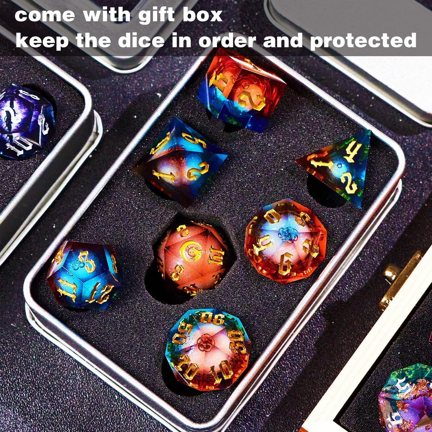Gradual Magic Red Moon Liquid Core DND Dice Sets for Role Playing Games, Unique RPG Dungeon and Dragons Dice Set with Gift Box, Mystery Liquid Core D&D Dice Set for Gift