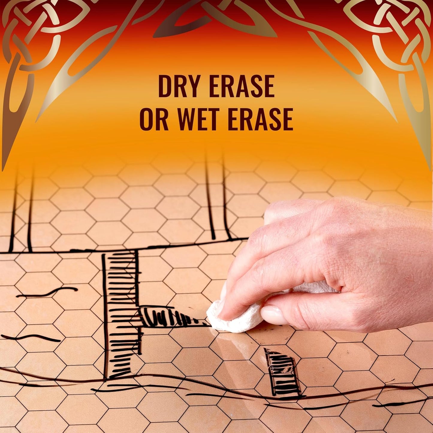 da Vinci's Room 2-in-1 DND Battle Map and 4 Foot Rubber Game Mat 48x36 inches with Dry Erase Square or Hex Grid - DND Battle Mat, D&D Map for D&D, Board Games, TTRPGs and Other Tabletop Games