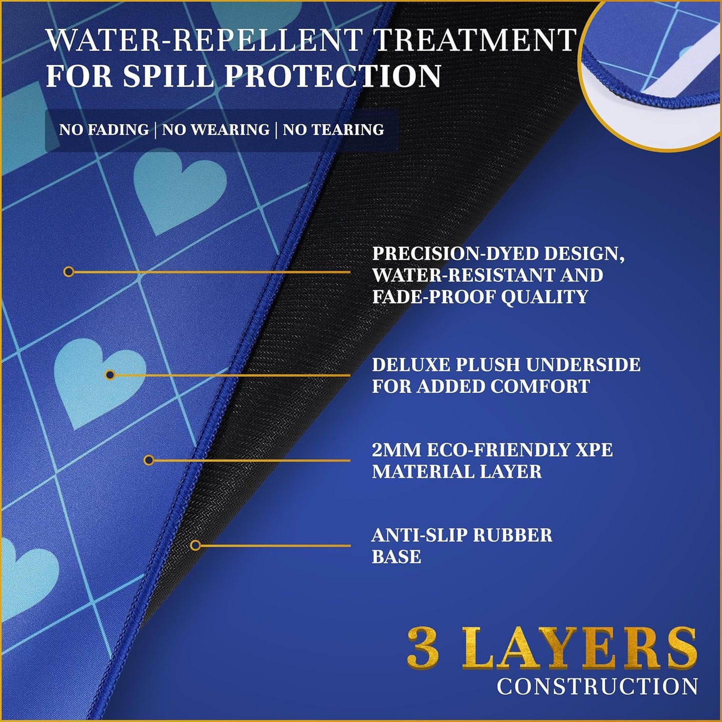 Poker Table Top - Foldable 70" x 35" Texas Hold'em Poker Mat with Non-Slip Backing and Zipper Carrying Bag - Waterproof and Portable Casino Table Topper Card Mat for Home Game Nights Up to 10 Players