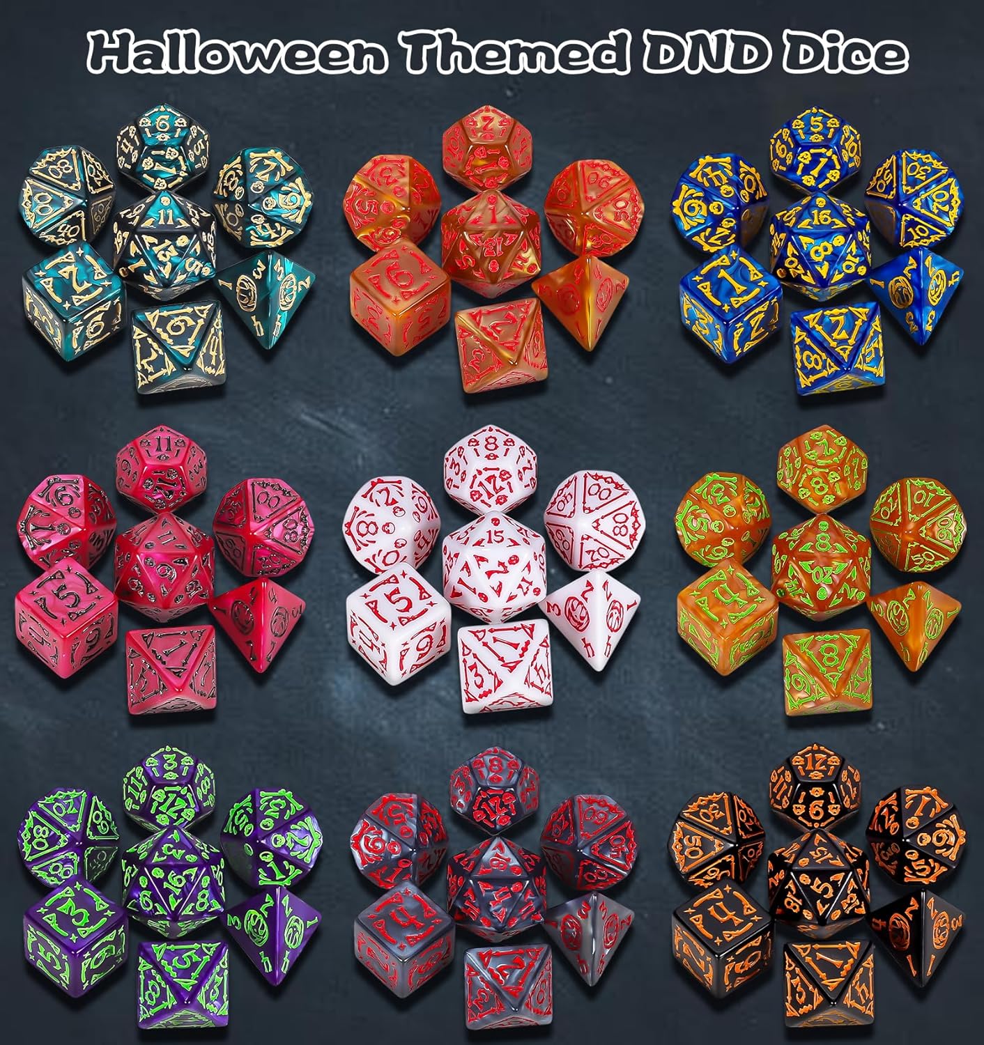 CiaraQ DND Dice Sets - 26 X 7 Polyhedral Dice (182pcs) with a Large Drawstring Bag for Dungeons and Dragons, Role Playing Table Game. Multiple Colors, Christmas/Halloween/Easter/Holiday Themed Dice