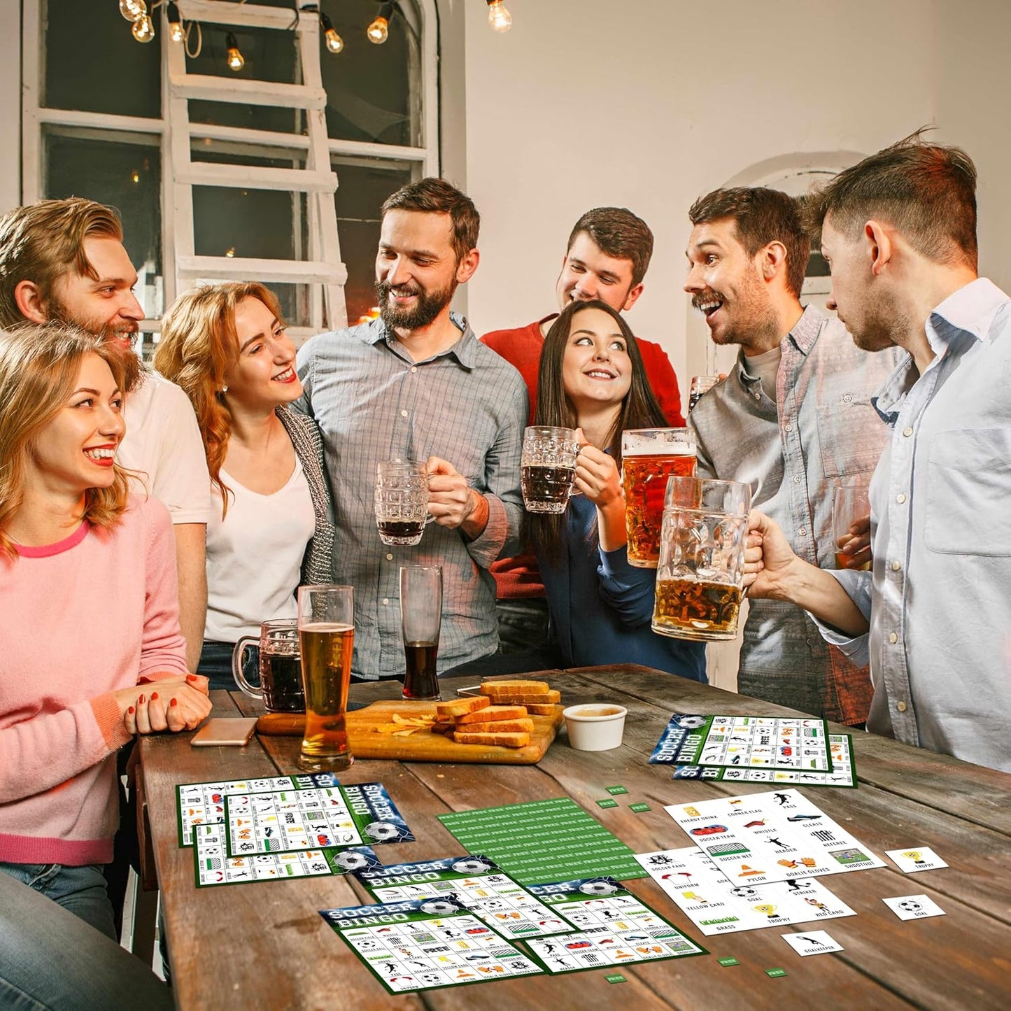 Soccer Bingo Game, Soccer Party Games Bingo Cards for Adults, Sports Party Game, Party Favors Supplies Decorations, 24 Players Birthday Games (B08)