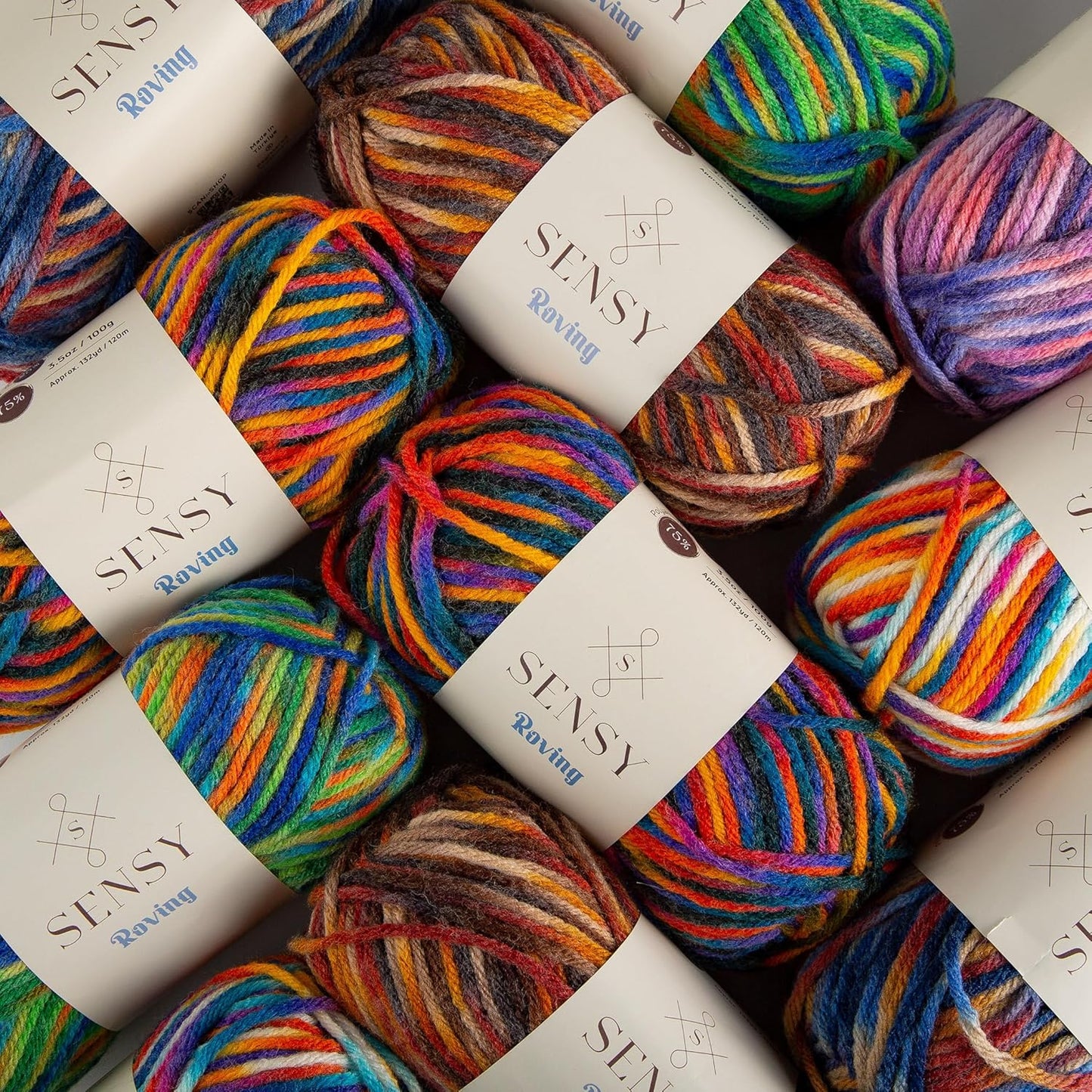 Sensy Roving Multi Color Yarn, 3.5 oz, 132 Yards, Gauge 5 Bulky (Rainforests)