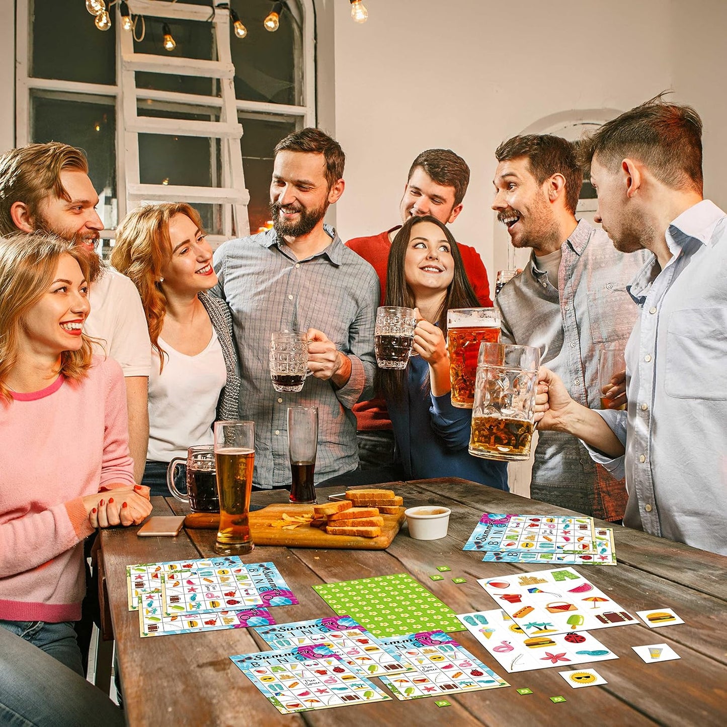 Summer Bingo Cards, Summer Party Games Bingo Cards for Birthday Party, Beach Party Favors Supplies Decorations, 24 Players Bingo Game (A01)