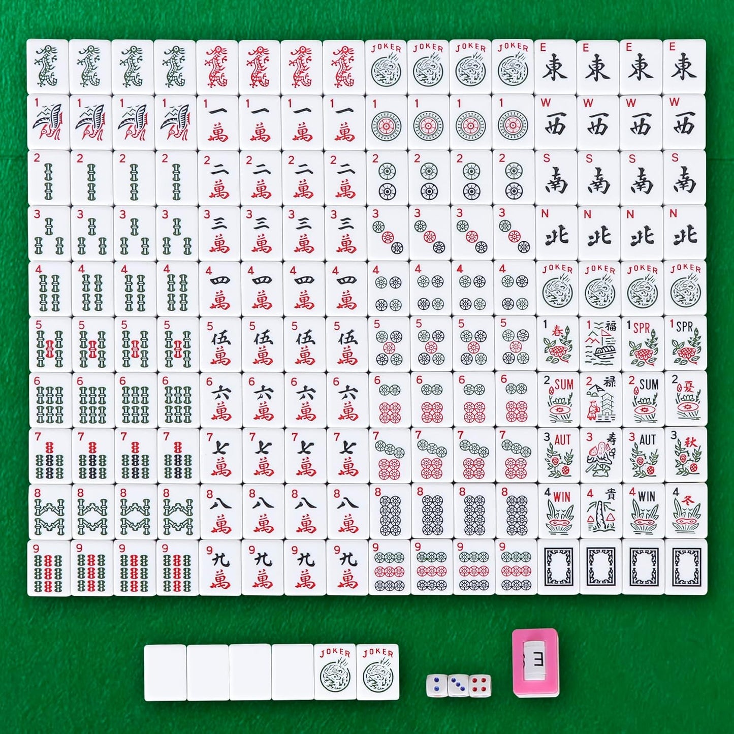 Smartxchoices 166 Tiles Mah Jongg Set American Mahjong, 4 All-in-One Mahjong Racks with Pushers, Mahjongg Game with Soft Velour Blue Bag, Western Mah Jongg Tiles